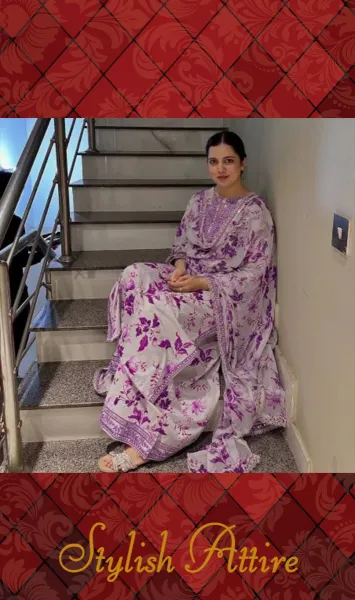 Pakistani Original Aneelas Pure Lawn Stitched 3Pcs _ Lavender 